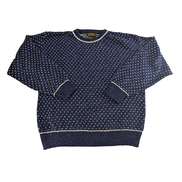 Vintage Eddie Bauer Sweater Mens XL/L Blue Crewneck Cotton Made USA 90s Knit - Picture 1 of 11